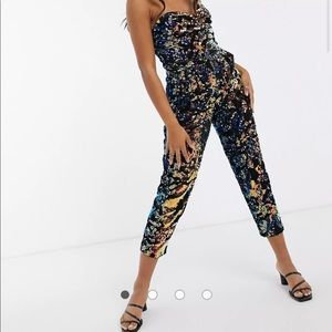 ASOS “Little Mistress strapless velvet sequin” jumpsuit